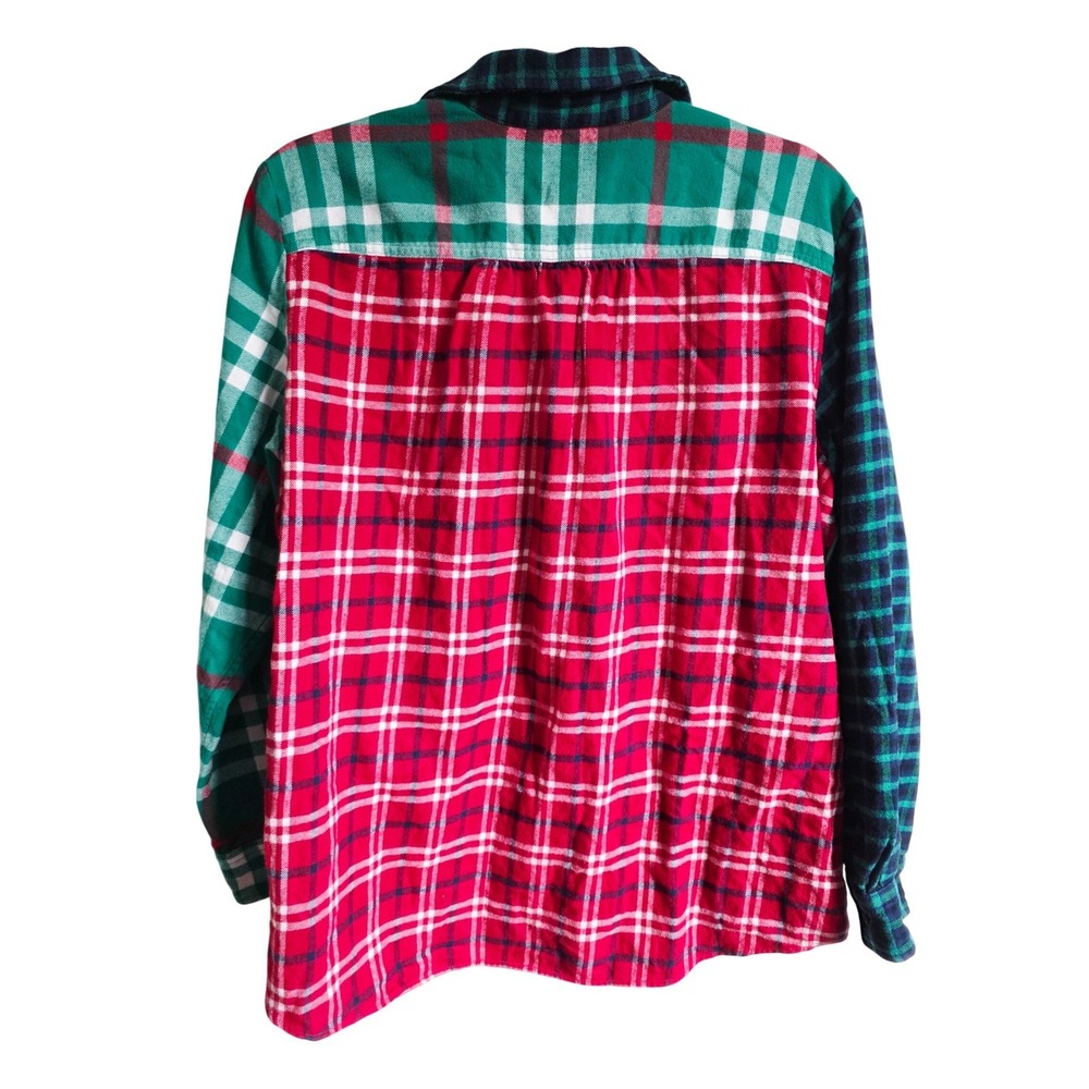 Lands End PL Women's Plaid Colorblock Button Down Shirt Petite 14-16‎ Fleece - Picture 7 of 10
